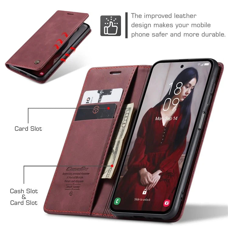 CASEME 013 Series For Samsung Galaxy A55 5G Case PU Leather Stand View Business Phone Cover