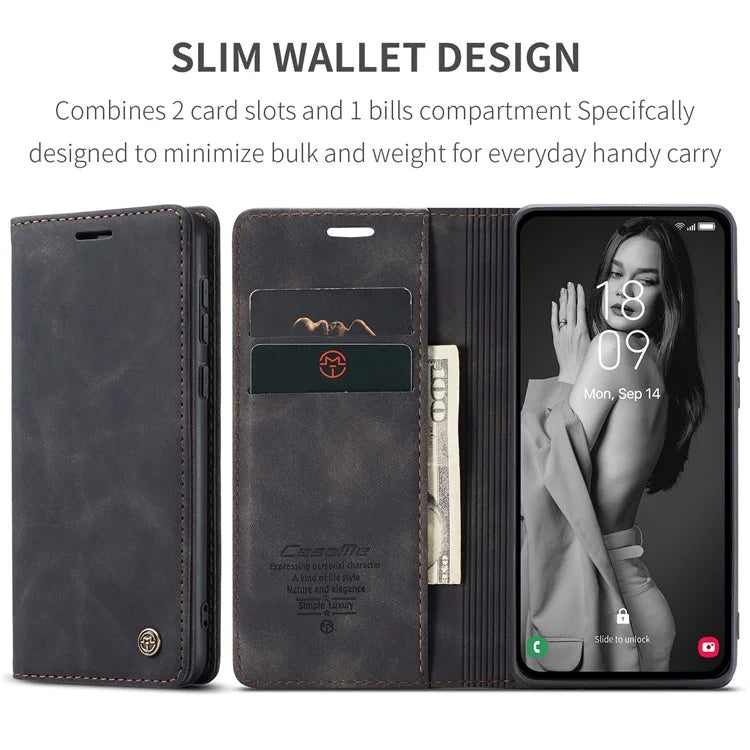 CASEME 013 Series For Samsung Galaxy A55 5G Case PU Leather Stand View Business Phone Cover