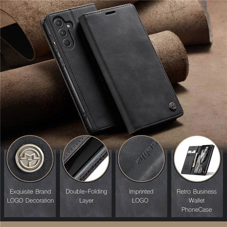 CASEME 013 Series For Samsung Galaxy A55 5G Case PU Leather Stand View Business Phone Cover