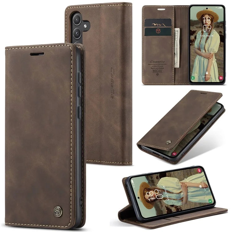 CASEME 013 Series For Samsung Galaxy A55 5G Case PU Leather Stand View Business Phone Cover
