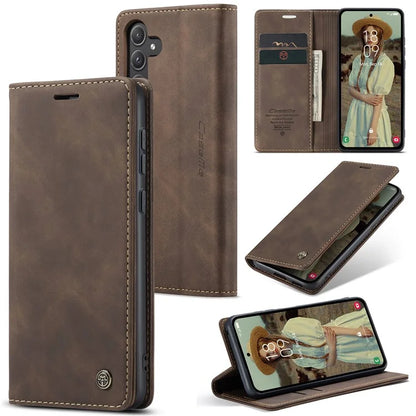 CASEME 013 Series For Samsung Galaxy A55 5G Case PU Leather Stand View Business Phone Cover