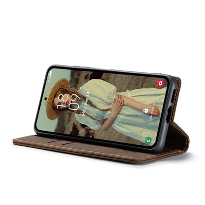 CASEME 013 Series For Samsung Galaxy A55 5G Case PU Leather Stand View Business Phone Cover