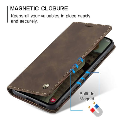 CASEME 013 Series For Samsung Galaxy A55 5G Case PU Leather Stand View Business Phone Cover