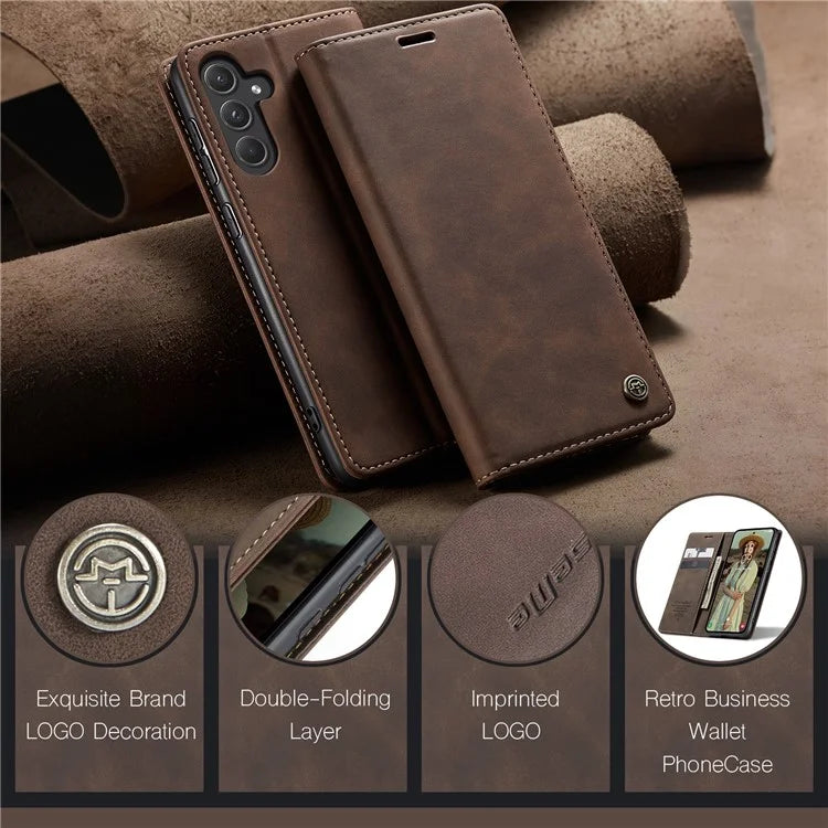 CASEME 013 Series For Samsung Galaxy A55 5G Case PU Leather Stand View Business Phone Cover