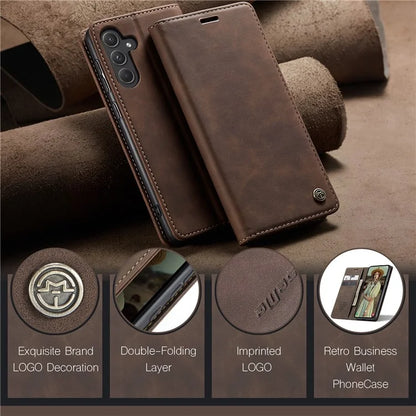 CASEME 013 Series For Samsung Galaxy A55 5G Case PU Leather Stand View Business Phone Cover