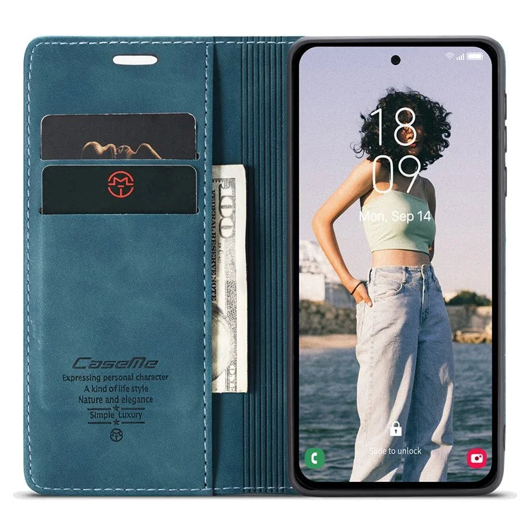 CASEME 013 Series For Samsung Galaxy A35 5G Case Stand Magnetic PU Leather Phone Cover