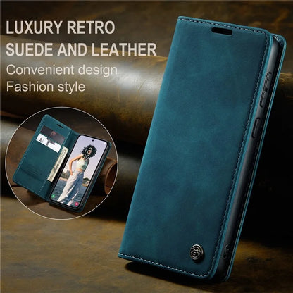 CASEME 013 Series For Samsung Galaxy A35 5G Case Stand Magnetic PU Leather Phone Cover