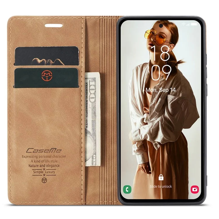 CASEME 013 Series For Samsung Galaxy A35 5G Case Stand Magnetic PU Leather Phone Cover