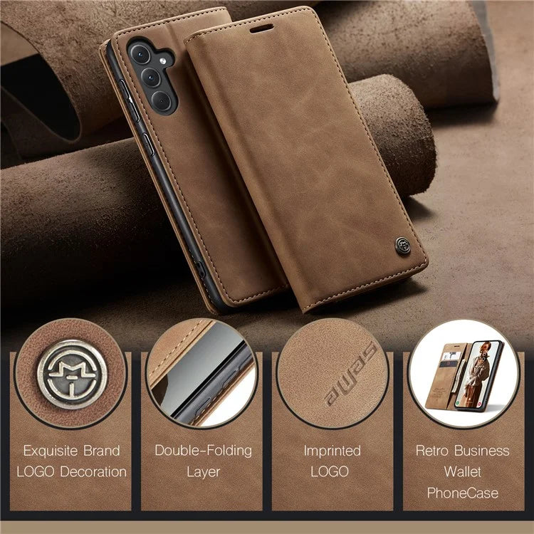 CASEME 013 Series For Samsung Galaxy A35 5G Case Stand Magnetic PU Leather Phone Cover