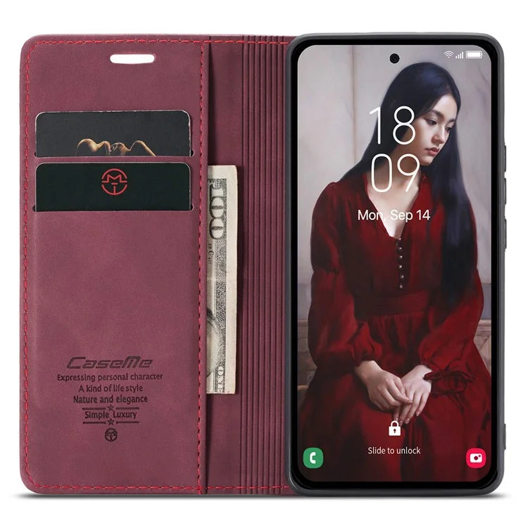CASEME 013 Series For Samsung Galaxy A35 5G Case Stand Magnetic PU Leather Phone Cover