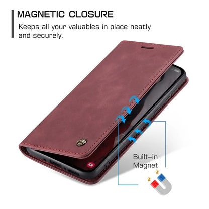 CASEME 013 Series For Samsung Galaxy A35 5G Case Stand Magnetic PU Leather Phone Cover