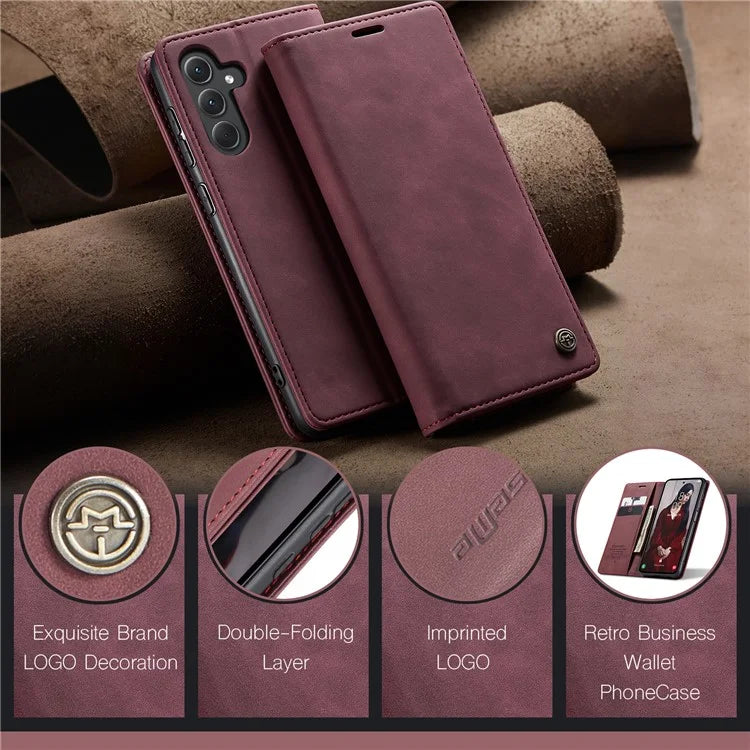 CASEME 013 Series For Samsung Galaxy A35 5G Case Stand Magnetic PU Leather Phone Cover