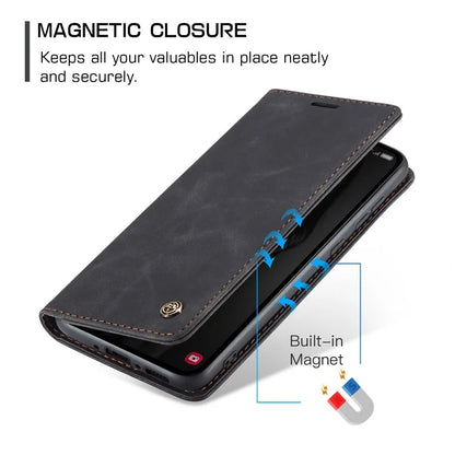CASEME 013 Series For Samsung Galaxy A35 5G Case Stand Magnetic PU Leather Phone Cover