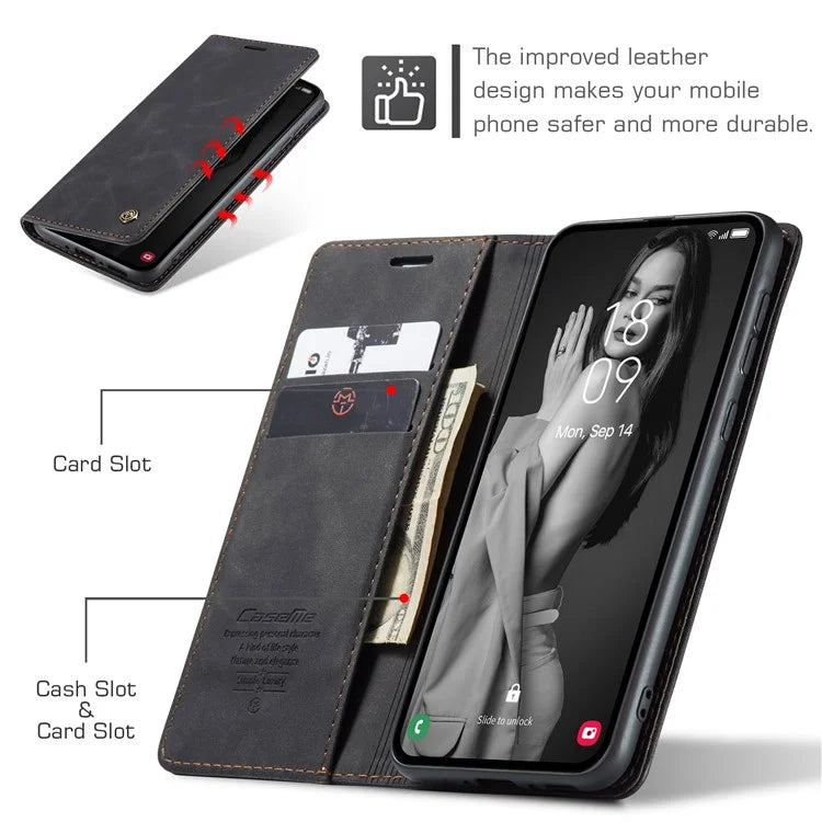 CASEME 013 Series For Samsung Galaxy A35 5G Case Stand Magnetic PU Leather Phone Cover