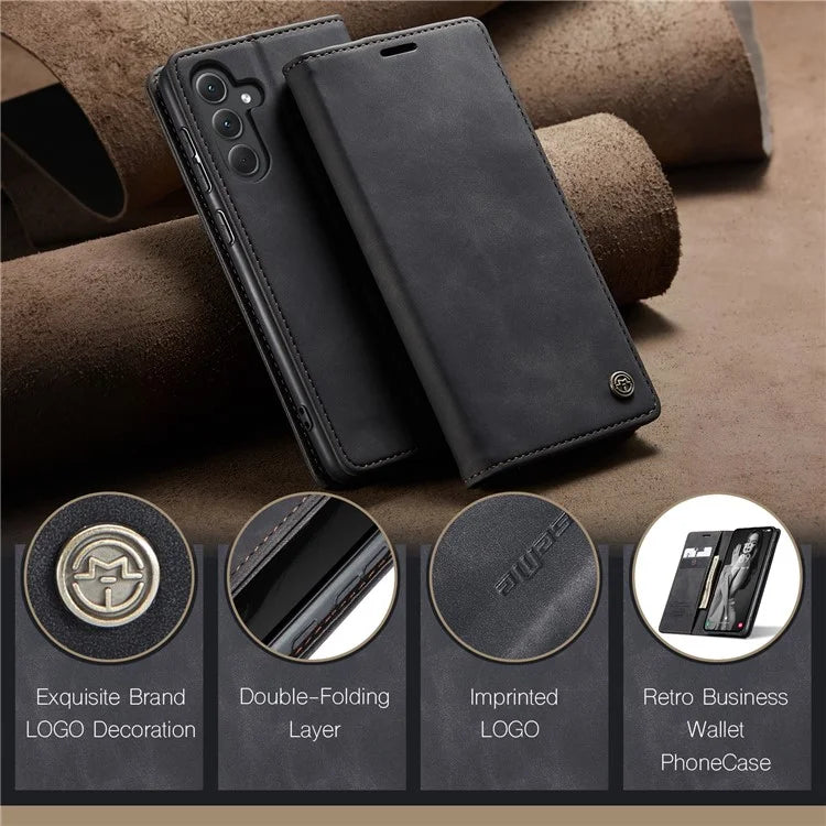 CASEME 013 Series For Samsung Galaxy A35 5G Case Stand Magnetic PU Leather Phone Cover