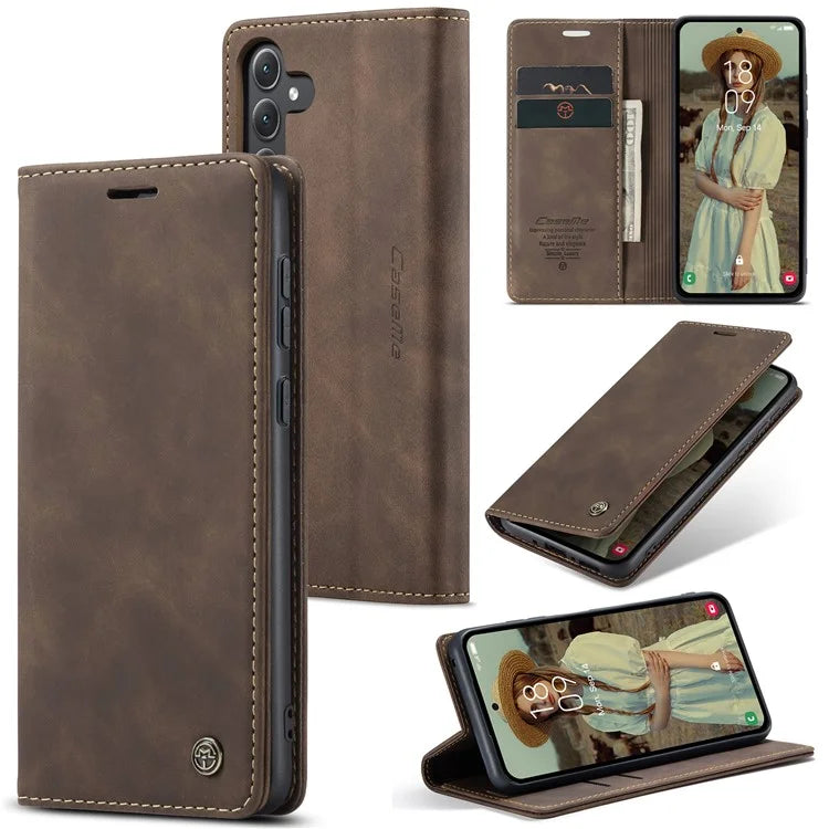 CASEME 013 Series For Samsung Galaxy A35 5G Case Stand Magnetic PU Leather Phone Cover