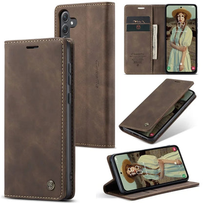 CASEME 013 Series For Samsung Galaxy A35 5G Case Stand Magnetic PU Leather Phone Cover