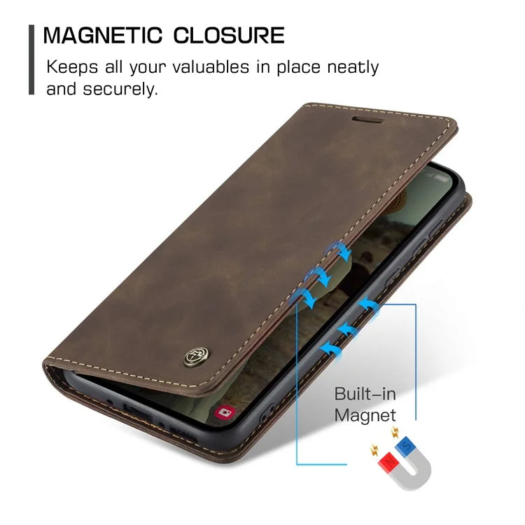 CASEME 013 Series For Samsung Galaxy A35 5G Case Stand Magnetic PU Leather Phone Cover