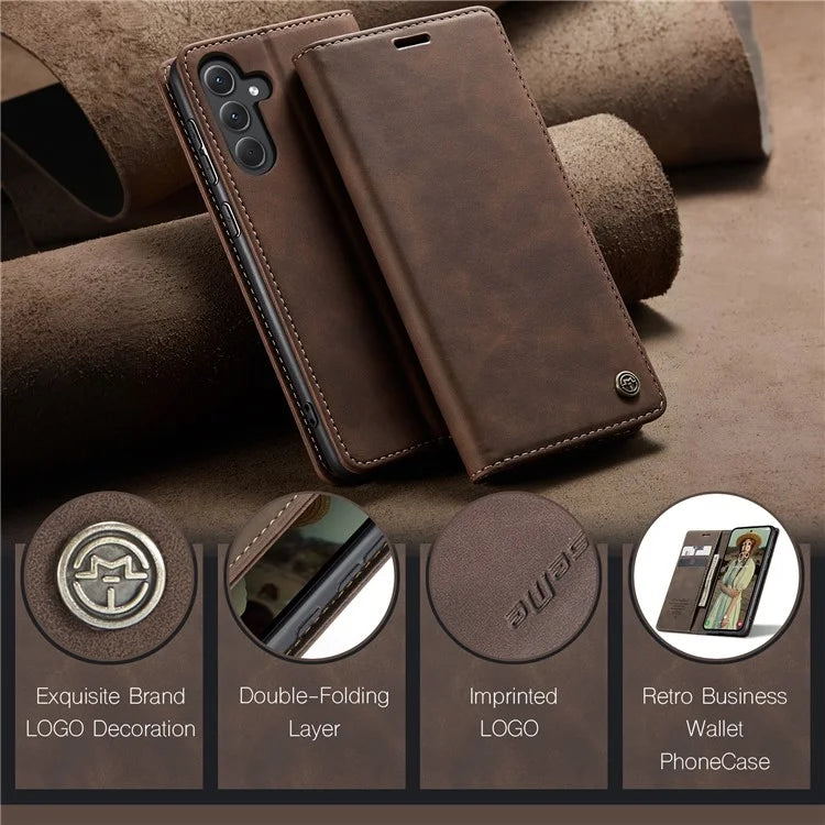 CASEME 013 Series For Samsung Galaxy A35 5G Case Stand Magnetic PU Leather Phone Cover