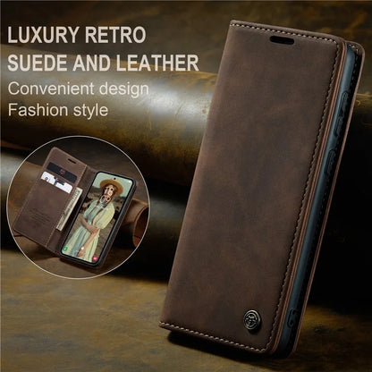 CASEME 013 Series For Samsung Galaxy A35 5G Case Stand Magnetic PU Leather Phone Cover