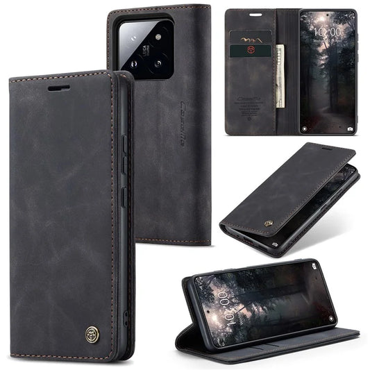 CASEME 013 Series For Xiaomi 14 Case Automatic Closing Stand Shockproof Phone Cover