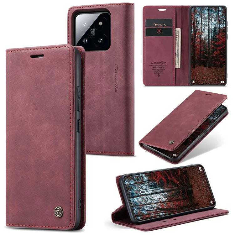 CASEME 013 Series For Xiaomi 14 Case Automatic Closing Stand Shockproof Phone Cover