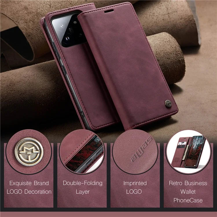 CASEME 013 Series For Xiaomi 14 Case Automatic Closing Stand Shockproof Phone Cover
