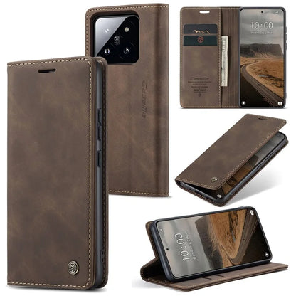 CASEME 013 Series For Xiaomi 14 Case Automatic Closing Stand Shockproof Phone Cover
