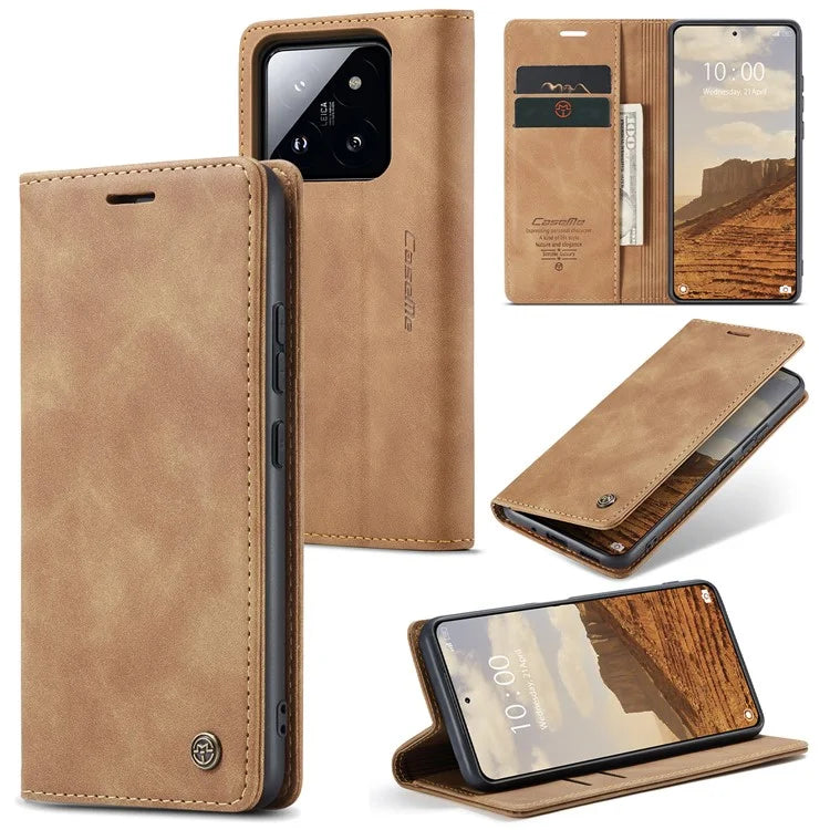CASEME 013 Series For Xiaomi 14 Case Automatic Closing Stand Shockproof Phone Cover