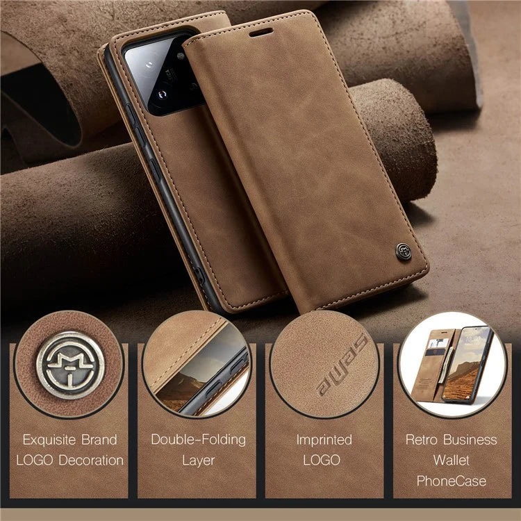 CASEME 013 Series For Xiaomi 14 Case Automatic Closing Stand Shockproof Phone Cover