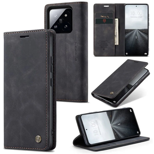 CASEME 013 Series For Xiaomi 14 Pro Case Leather Card Holder Phone Cover Business Style