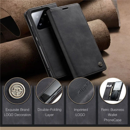 CASEME 013 Series For Xiaomi 14 Pro Case Leather Card Holder Phone Cover Business Style