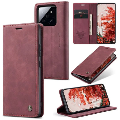 CASEME 013 Series For Xiaomi 14 Pro Case Leather Card Holder Phone Cover Business Style