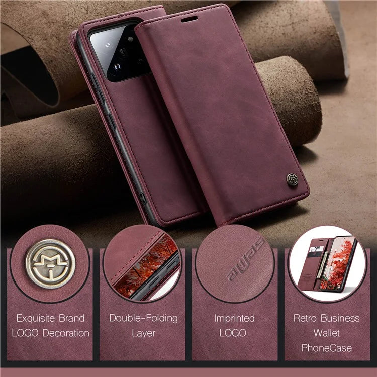 CASEME 013 Series For Xiaomi 14 Pro Case Leather Card Holder Phone Cover Business Style
