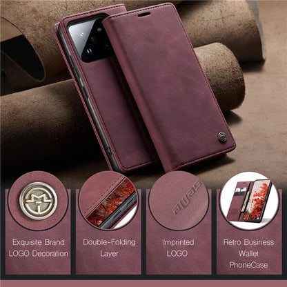 CASEME 013 Series For Xiaomi 14 Pro Case Leather Card Holder Phone Cover Business Style
