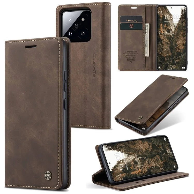 CASEME 013 Series For Xiaomi 14 Pro Case Leather Card Holder Phone Cover Business Style