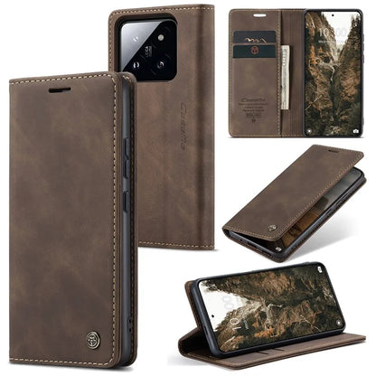 CASEME 013 Series For Xiaomi 14 Pro Case Leather Card Holder Phone Cover Business Style