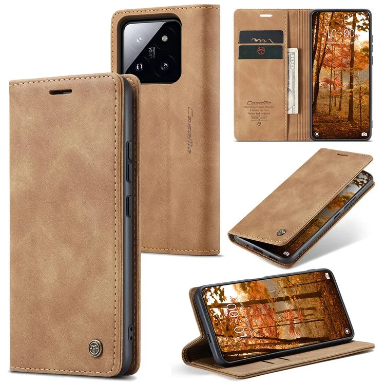 CASEME 013 Series For Xiaomi 14 Pro Case Leather Card Holder Phone Cover Business Style