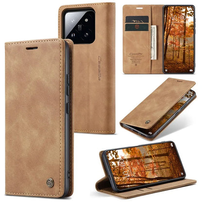 CASEME 013 Series For Xiaomi 14 Pro Case Leather Card Holder Phone Cover Business Style