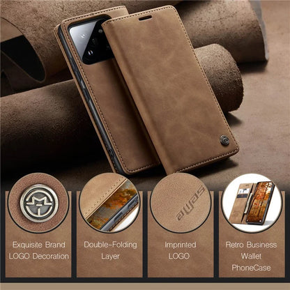 CASEME 013 Series For Xiaomi 14 Pro Case Leather Card Holder Phone Cover Business Style