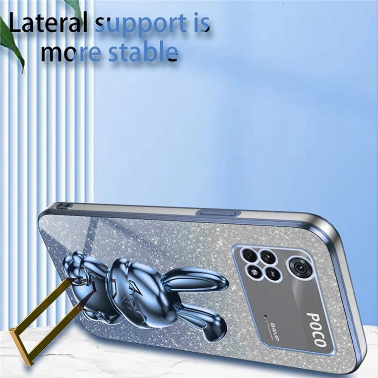 For Xiaomi Poco M4 Pro 4G Case Cartoon Rabbit PC+TPU Phone Cover with Pull-out Kickstand
