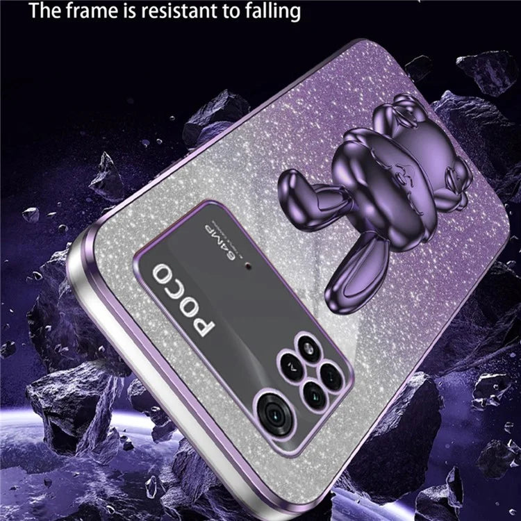 For Xiaomi Poco M4 Pro 4G Case Cartoon Rabbit PC+TPU Phone Cover with Pull-out Kickstand