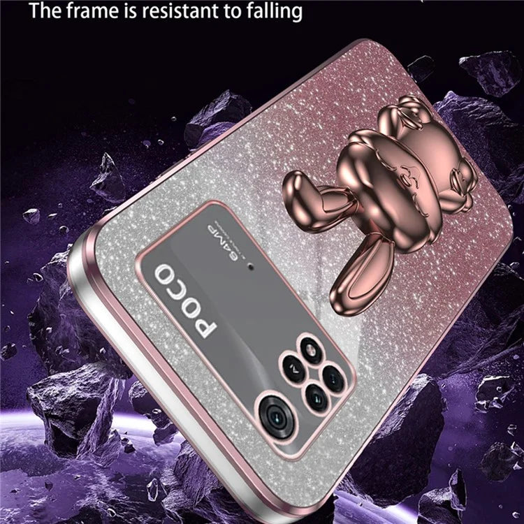 For Xiaomi Poco M4 Pro 4G Case Cartoon Rabbit PC+TPU Phone Cover with Pull-out Kickstand