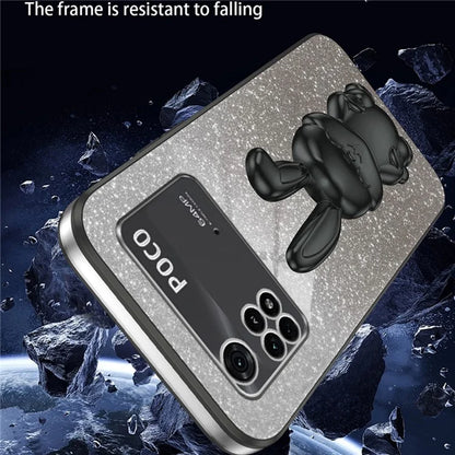 For Xiaomi Poco M4 Pro 4G Case Cartoon Rabbit PC+TPU Phone Cover with Pull-out Kickstand