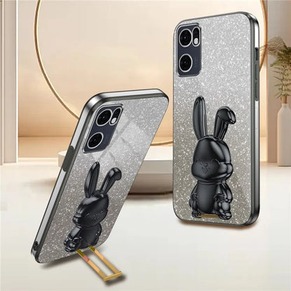 For Oppo Reno7 5G (Global) Case Electroplating PC+TPU Phone Cover with Pull-out Kickstand