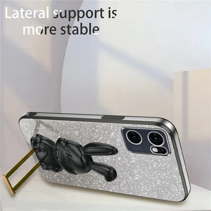 For Oppo Reno7 5G (Global) Case Electroplating PC+TPU Phone Cover with Pull-out Kickstand