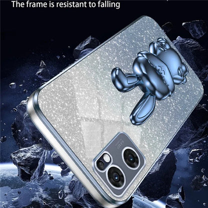 For Oppo Reno7 5G (Global) Case Electroplating PC+TPU Phone Cover with Pull-out Kickstand