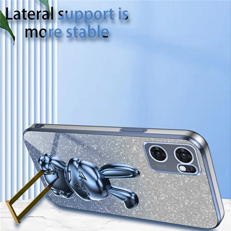 For Oppo Reno7 5G (Global) Case Electroplating PC+TPU Phone Cover with Pull-out Kickstand