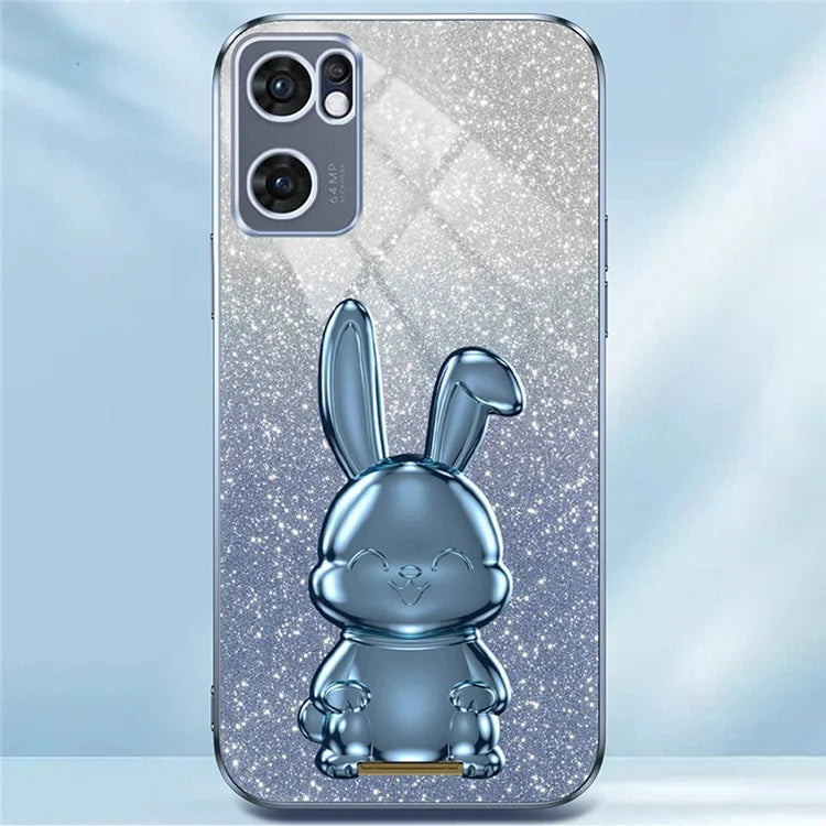For Oppo Reno7 5G (Global) Case Electroplating PC+TPU Phone Cover with Pull-out Kickstand