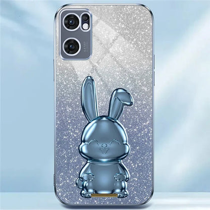 For Oppo Reno7 5G (Global) Case Electroplating PC+TPU Phone Cover with Pull-out Kickstand